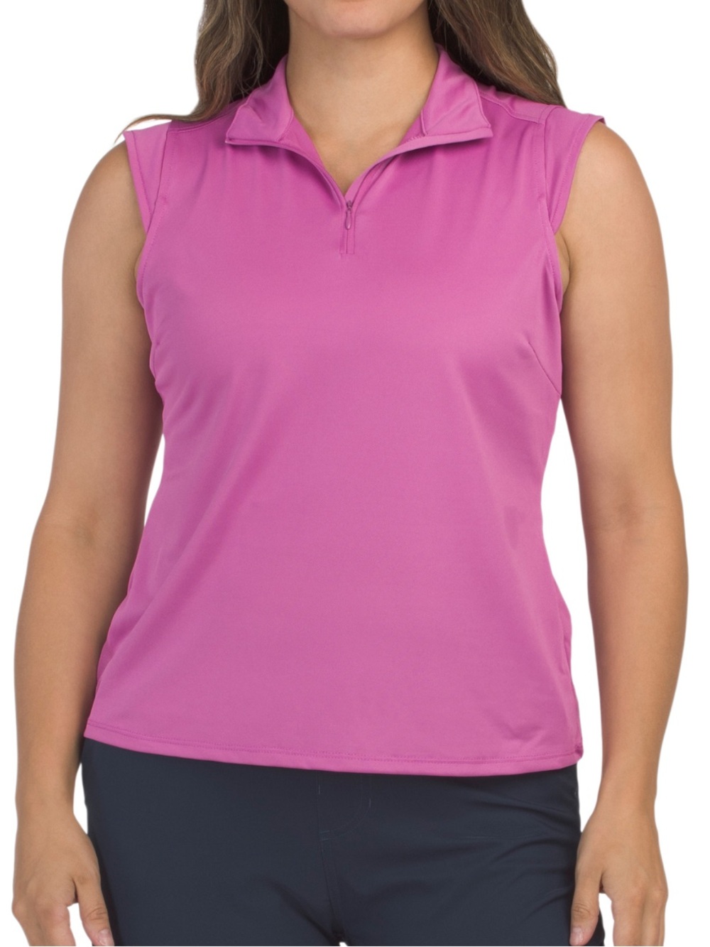 Stella Parker Sleeveless Zip-Front Women's Top in Fuchsia